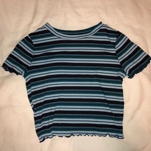 Blue Striped Crop Top